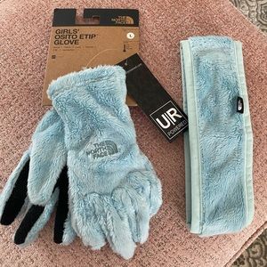 Youth North Face gloves and headband ear warmer